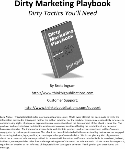 Product picture Dirty Marketing Playbook, Make more money from your website